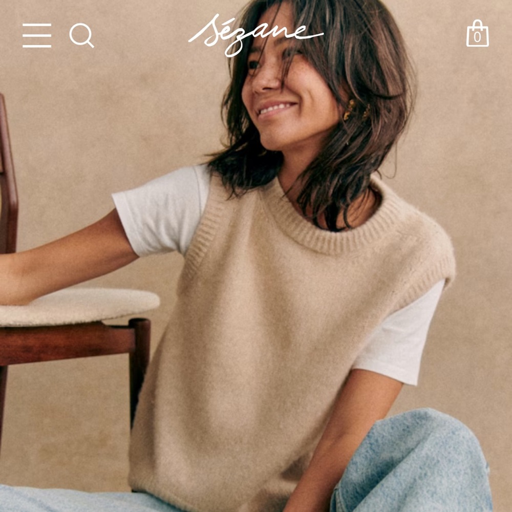 Sézane Cream Sweater Vest